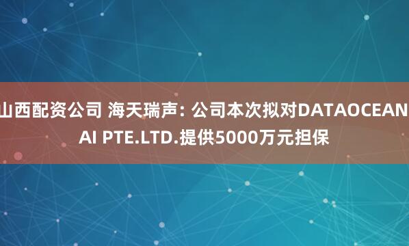 山西配资公司 海天瑞声: 公司本次拟对DATAOCEAN AI PTE.LTD.提供5000万元担保